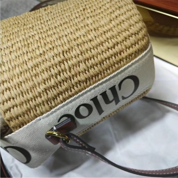 Chloe WOODY Straw Woven Bucket Bag Vegetable Basket - Picture 6 of 7